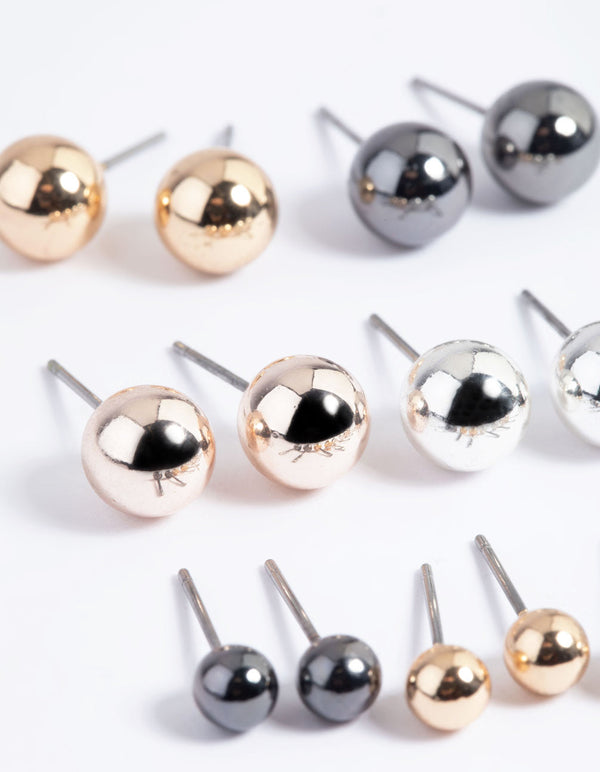 Faceted Gold Ball Stud Earrings (14K) – Popular J